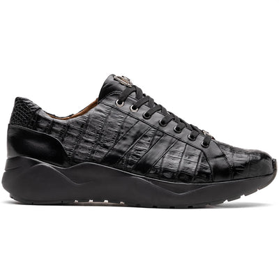 Genuine caiman crocodile sneakers Black Shoe