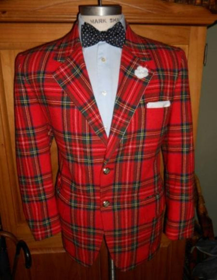 Big and Tall Holiday Jacket - Christmas Tartan Plaid Sport Jackets For Big Man in Color Red Tartan Scottish Pattern by USA Men's Outlet