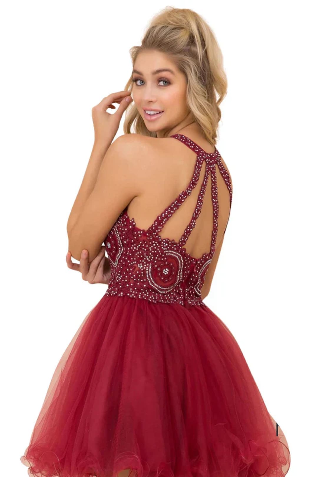 Nox Anabel B652 Burgundy Dama Dress for Quinceanera Quince Outfit