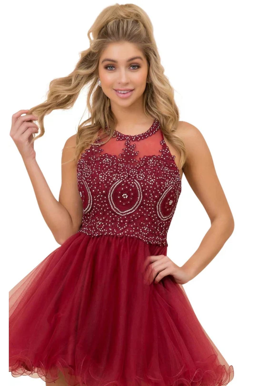 Nox Anabel B652 Burgundy Dama Dress for Quinceanera Quince Outfit