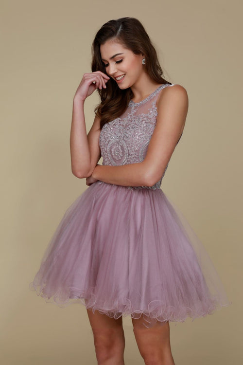 Nox Anabel B652 Light-Mauve Dama Dresses for Quinceanera Outfit