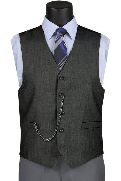 Grey Men's Suit Vest - Basic Style for Formal Wear by Vinci