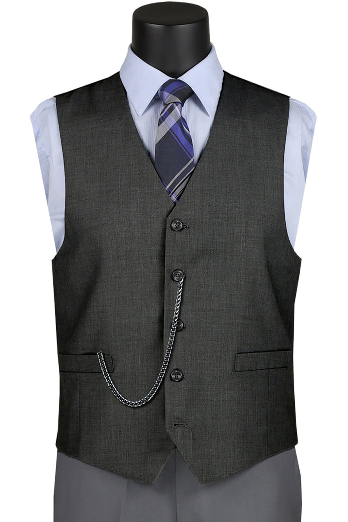 Grey Men's Suit Vest - Basic Style for Formal Wear by Vinci
