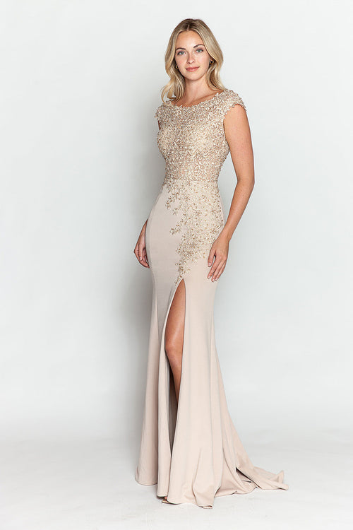 Pageant Dress Boat Neck Cap Sleeve Sheath Gown By Lenovia 8343-New Collection