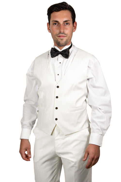 Elegant Prom and Wedding Attire: Stacy Adams Ivory Shawl Lapel Tuxedo with Vested One-Button Style