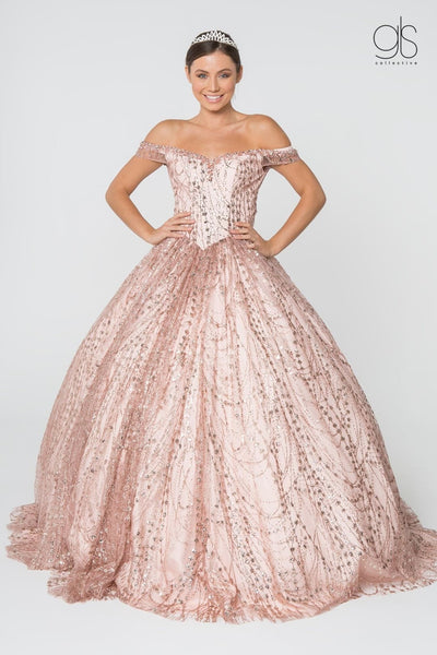 Off the Shoulder Quince Dress Glitter Ball Gown by Elizabeth K GL2831