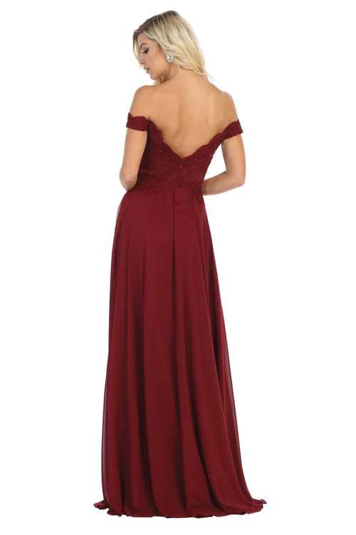Long Evening Gown Embroidered Off Shoulder Gown & Plus Size MQ1644