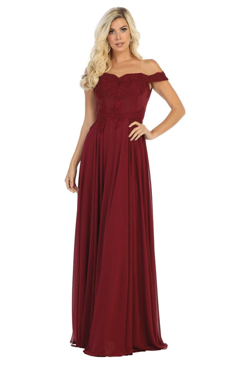 Long Evening Gown Embroidered Off Shoulder Gown & Plus Size MQ1644