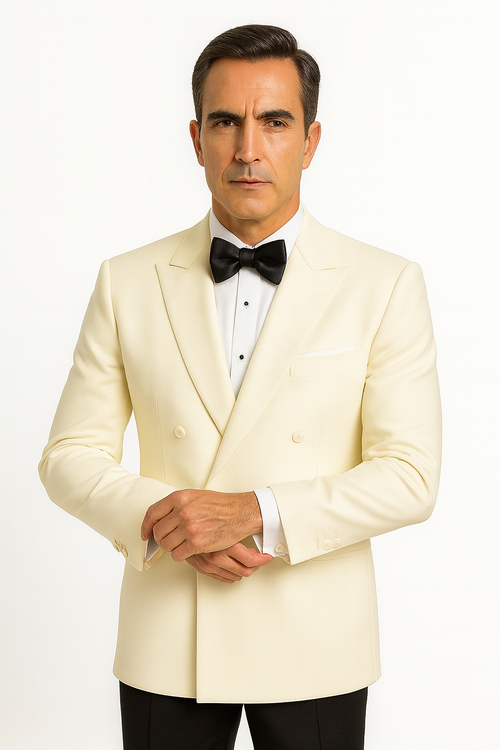 Ivory Double Breasted Tuxedo Dinner Jacket - Cream Dinner Jacket - Off White Tuxedos by PROMTUXEDO