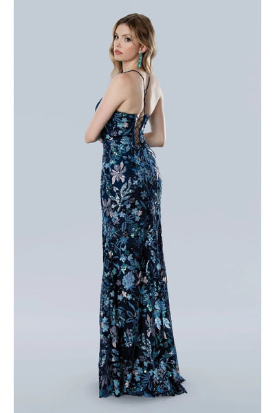 Orange Prom Dress Floral Print Evening Gown Stella Couture 25175
