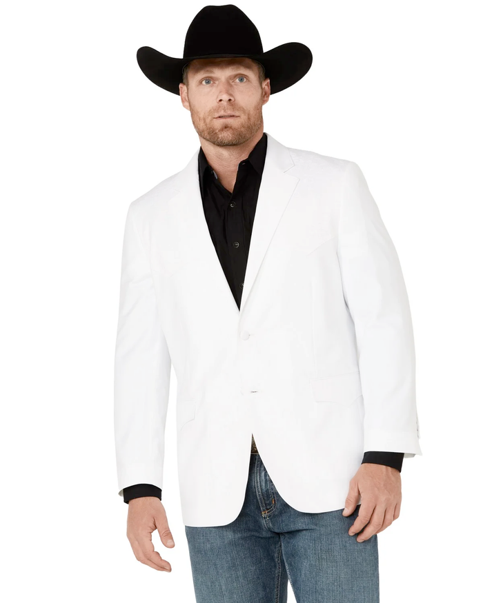 Saco Vaquero Mens White Western Blazer – Classic Cowboy Style Sport Coat for Formal - Cowboy Jacket