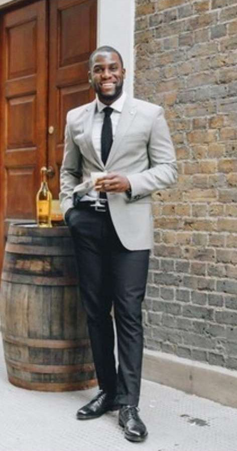 Men’s Light Grey Slim Fit Blazer Sport Coat with Black Pants - Premium Formal and Smart Casual Outfit by USA Men's Outlet