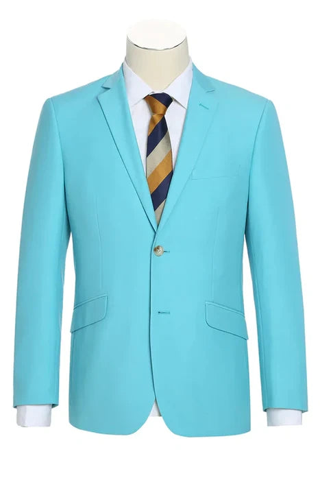 Men’s Aqua Blue 2 Piece 2 Button Suit, Formal Dress Suit for Weddings, Prom, Parties, Summer Events, Turquoise Light blue