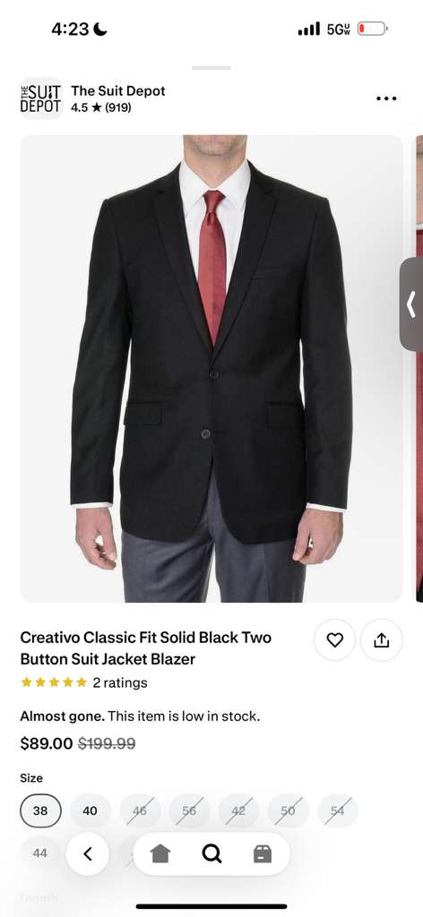 Men’s Solid Black Two Button Suit Jacket Blazer With White Pants | Black Blazer Sport Coat
