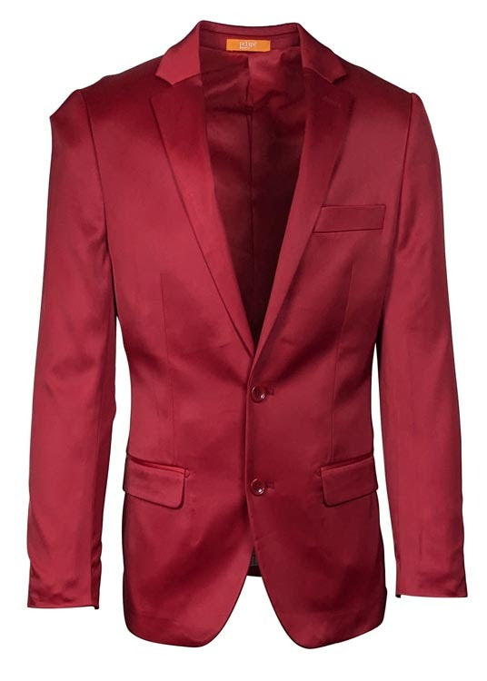 Premium Men's Burgundy Satin Slim Fit Blazer - Elegant Party & Wedding Suit Jacket in Maroon Wine Color by USA Men's Outlet