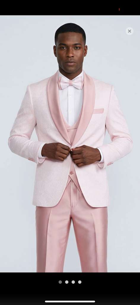 light pink dress suit Zapaka Women Pink Work Suits Peak Lapel 2 Piece One Button Business Suits, Light Pink / L