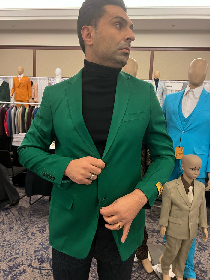 Mens Green Blazer - Stylish Casual and Formal Sport Coat for Parties, Weddings and Events in Emerald Green by USA Men's Outlet