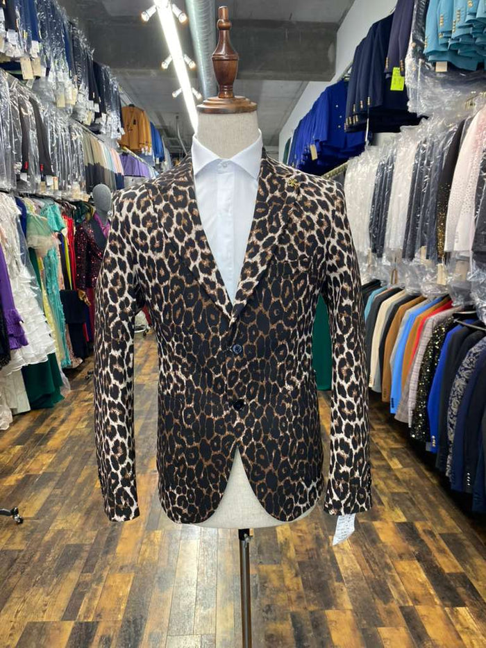 Men’s Leopard Print Blazer - Slim Fit Statement Jacket for Evening, Party, and Fashion Wear by USA Men's Outlet