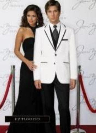 Men’s White Blazer with Black Trim - Wedding and Party Formal Blazer Jacket - White Tuxedo Prom Jacket by USA Men's Outlet