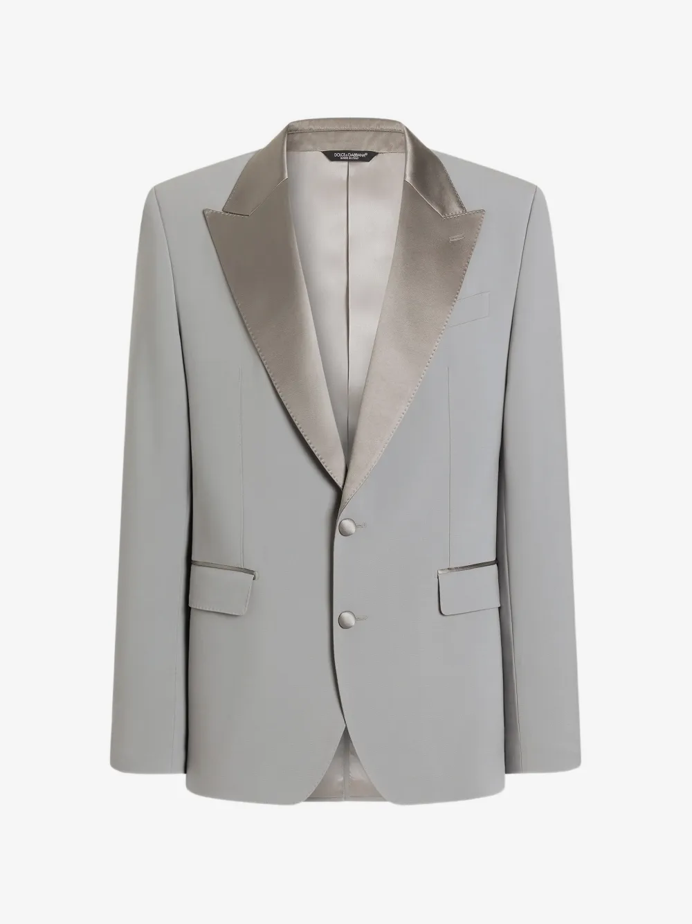 Men’s Silver Dinner Jacket – Satin Peak Lapel Tuxedo Blazer for Weddings, Prom & Formal Events in color silver grey