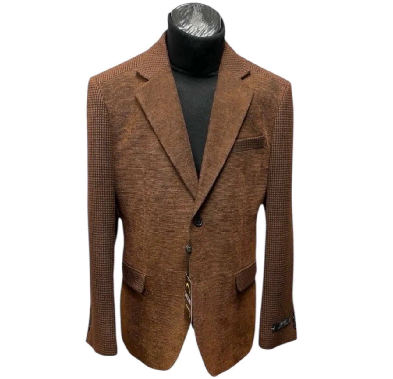 Men’s Zacchi Brown Textured Blazer – Classic Single Button Sport Coat with Notch Lapel Formal Jacket – SuitUSA