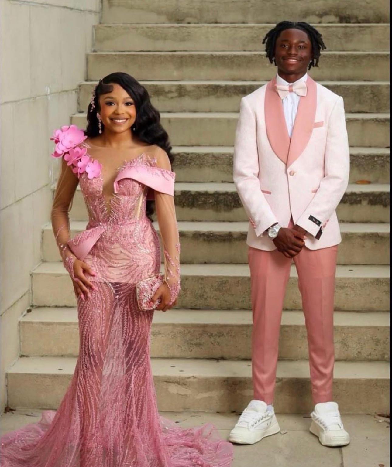 Men’s Cream and Rose Pink Prom Suit – Cream Tuxedo Jacket with Rose Pink Pants and Shawl Lapel Formal Suit for Prom and Wedding