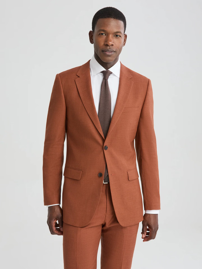 Men’s Burnt Orange Suit Jacket – 2 Button Notch Lapel Formal Blazer
