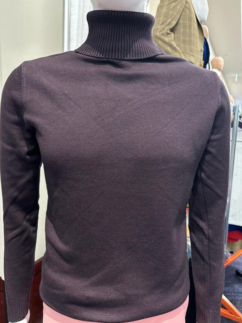 Men's Brown Turtleneck Sweater - Classic Slim Fit Knit Pullover for Fall and Winter by USA Men's Outlet