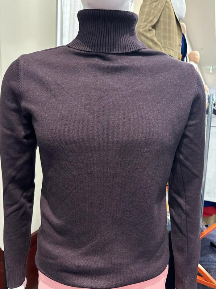 Men's Brown Turtleneck Sweater - Classic Slim Fit Knit Pullover for Fall and Winter by USA Men's Outlet
