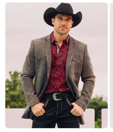 Men’s Charcoal Gray Western Faux Suede Blazer - Double Button Cowboy Jacket for Wedding & Party Wear by USA Men's Outlet