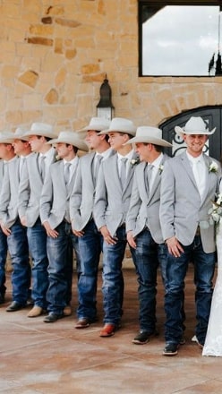 Saco Vaquero Mens Western Wedding Blazer – Light Gray Cowboy Suit Jacket for Rustic and Country Weddings