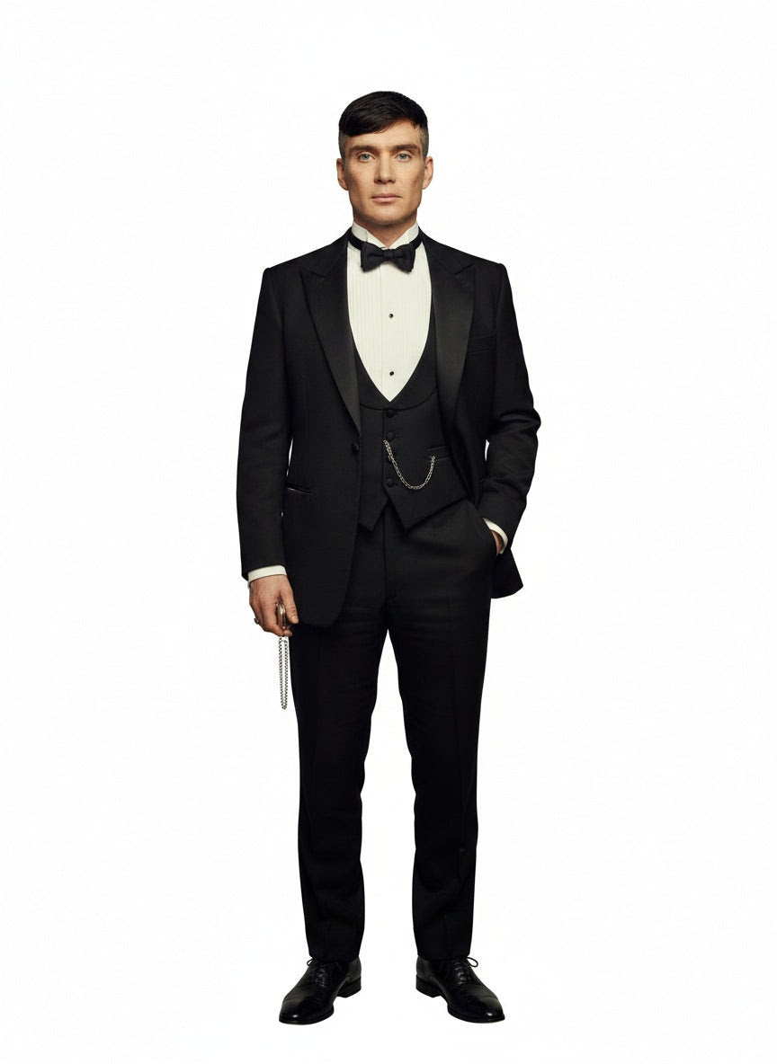 Mens Black Tuxedo Blazer – Peaky Blinders Thomas Shelby Inspired Classic Formal Blazer for Men Vintage British Style Jacket – SuitUSA