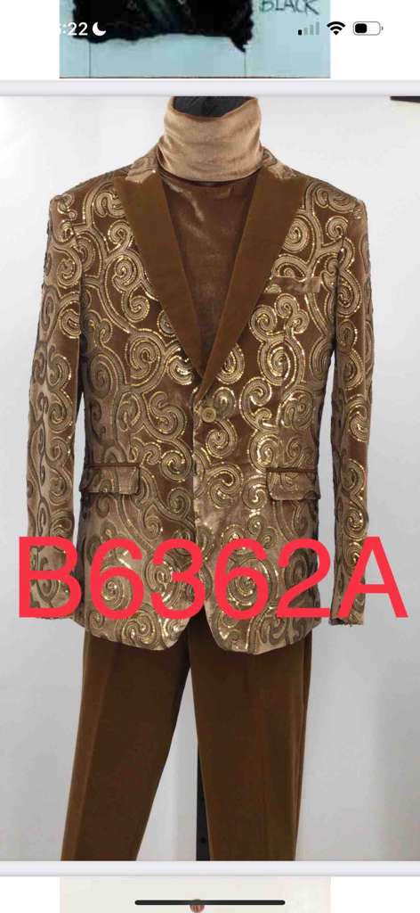 Men’s Goldish Light brown Tuxedo dinner Jacket Embroidered Blazer - Velvet Jacket for Formal Paisley Pattern Coffee Mocca Color by USA Men's Outlet