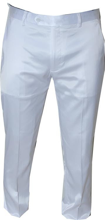 Mens White Satin Slim Fit Dress Pants - Shiny Formal Party and Wedding Trousers by USA Men's Outlet