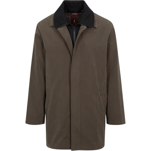 Mens Olive Brown Trench Coat Raincoat – Classic Water Resistant Long Coat with Zip and Button Closure for Business, Travel and Everyday Outerwear