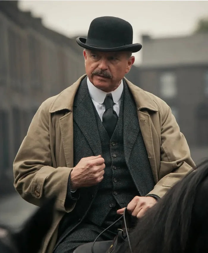 Men’s Beige Cotton Trench Coat Suit Package – Classic Long Overcoat for Formal + Suit + Hat