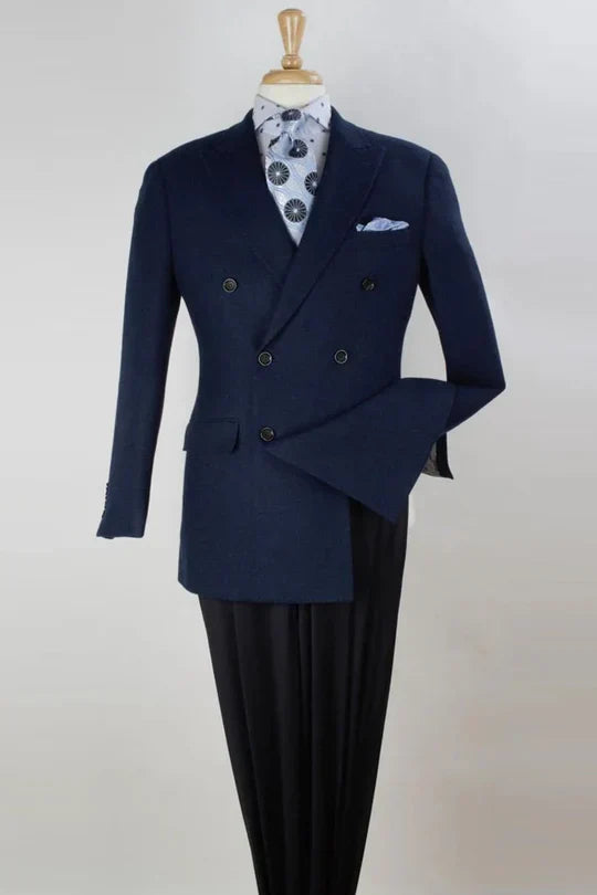 Men’s Navy Blue Double-Breasted Blazer - Suit Jacket - Premium Tailored Fit Formal Wedding and Business Sport Coat by USA Men's Outlet