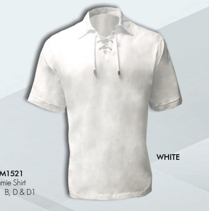 Men’s White Lace-Up Renaissance Shirt - Linen Fabric Short Sleeve Casual Pirate Peasant Top by USA Men's Outlet