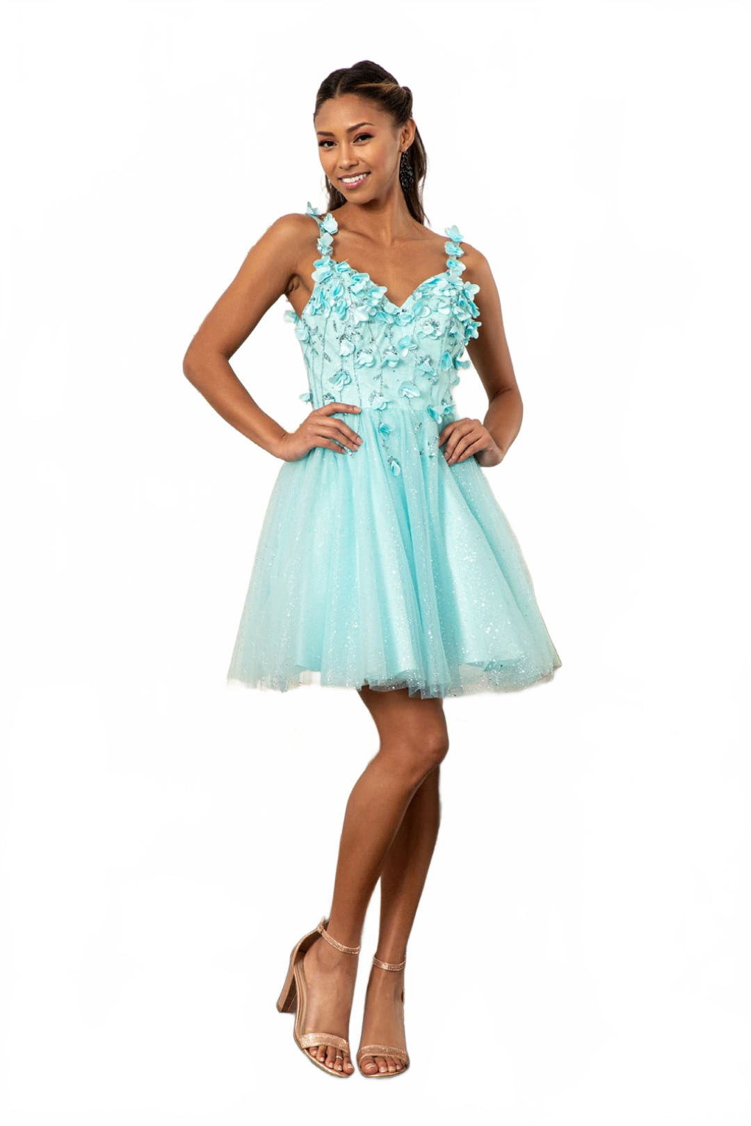 3D Floral Short Sweetheart Dress by Elizabeth KGS1999