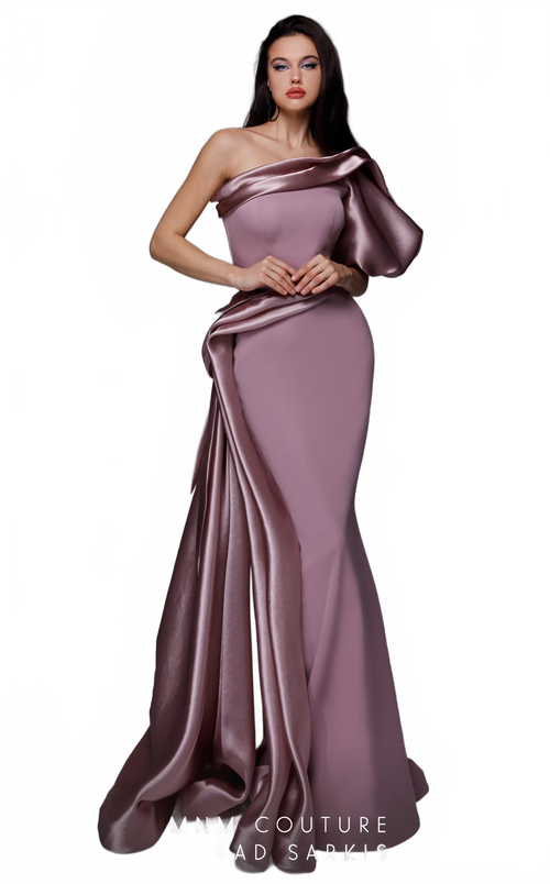 Fouad Sarkis 2722 One-Shoulder Satin Gown
