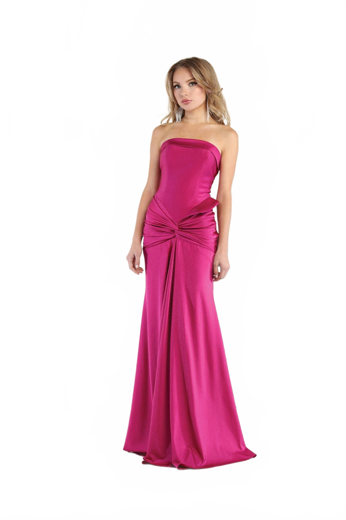 Simple Strapless Ruched Formal Dress MQ1947