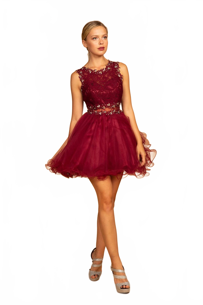 Short Lace Bodice Dress by Elizabeth KGS1427