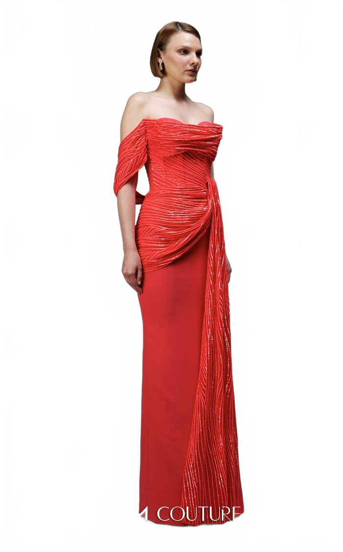 MNM Couture Blue Strapless Off-Shoulder Evening Gown – Size 4