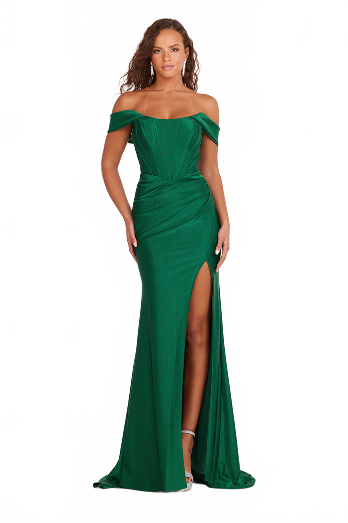 Abby Paris 90252 Off Shoulder Corset Fitted Slit Gown by Lucci Lu