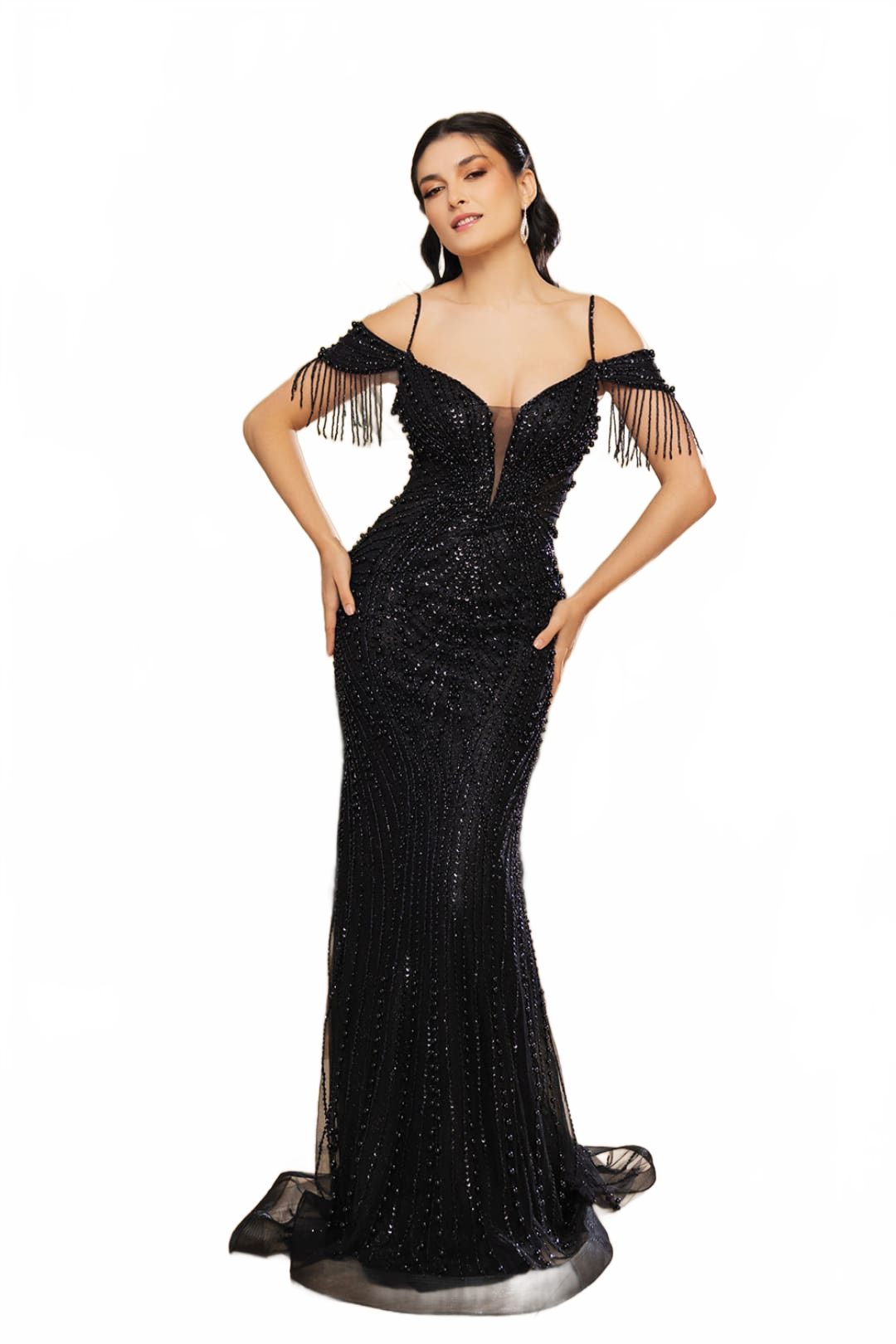 Formal Dress Plunging V-Neck Sheath Evening Gown By Royal Queen RQ8197
