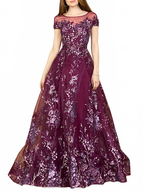 Lara 29619 - Beautiful Lace Applique A-line Ball Gown