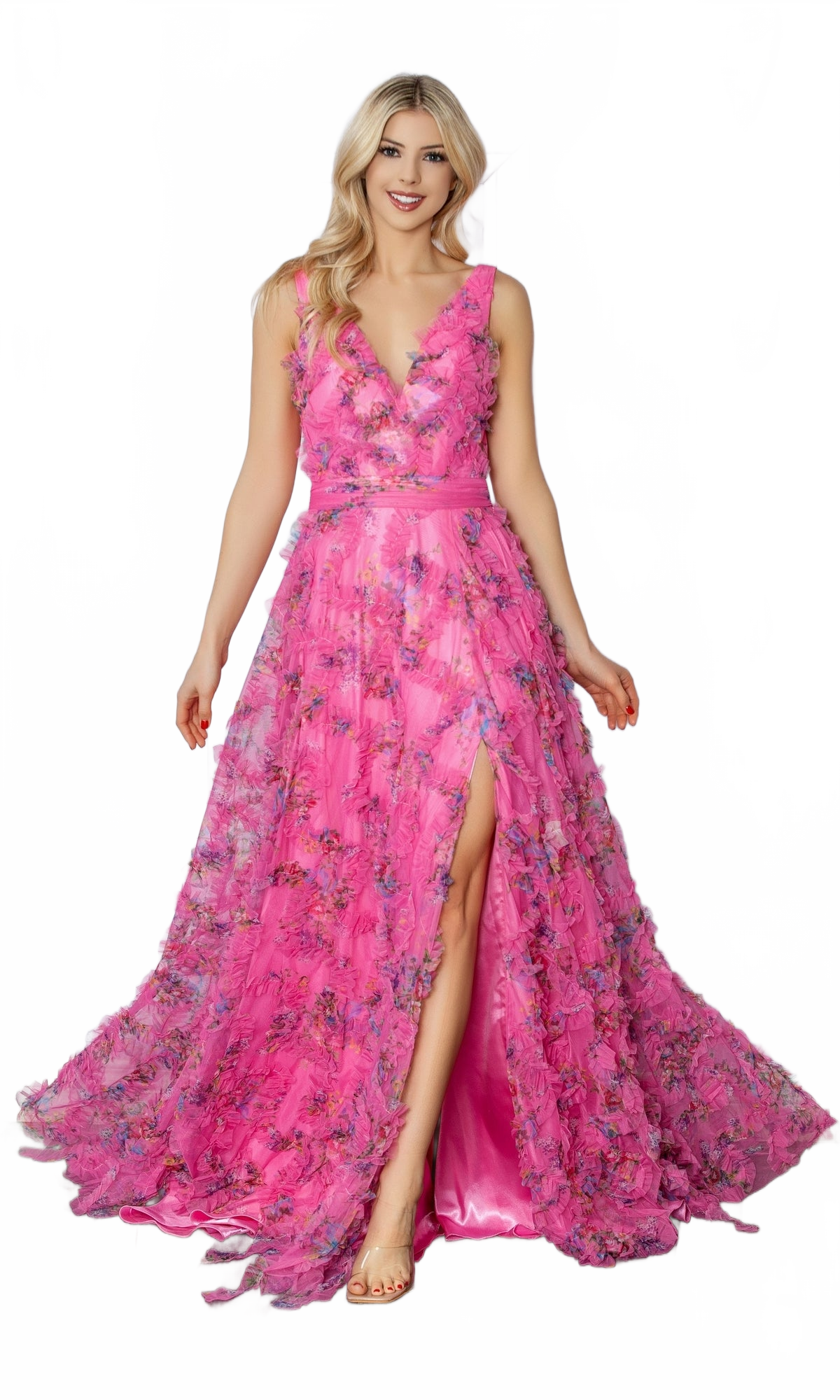 Nox Anabel E1445 Pastel Print Long Prom Dress