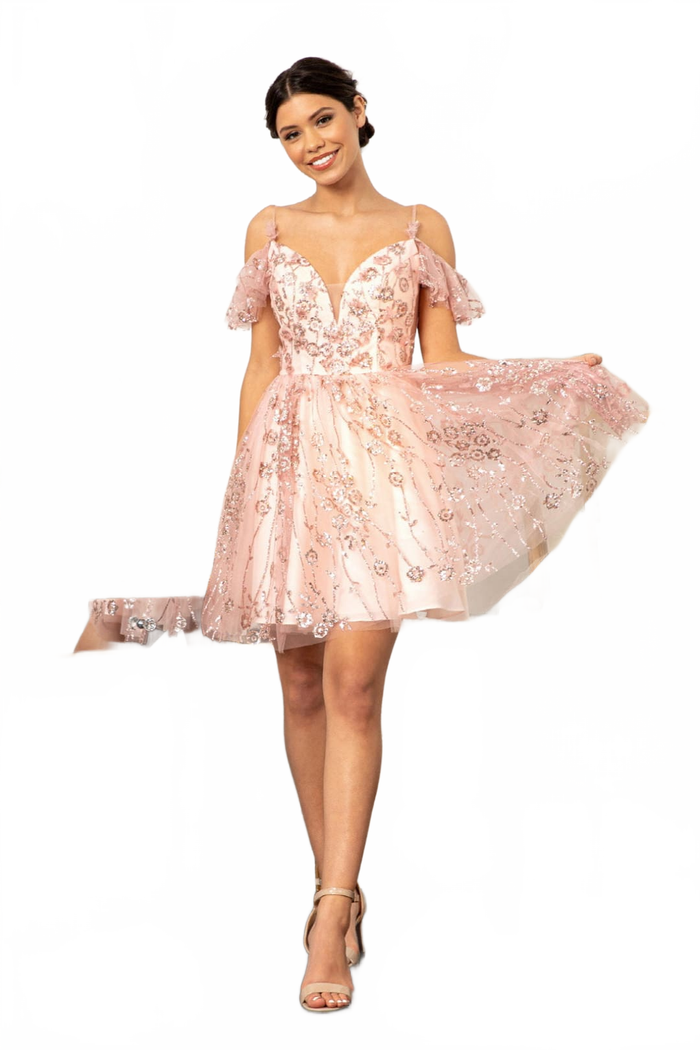 Embellished Cold Shoulder Dress by Elizabeth KGS1996