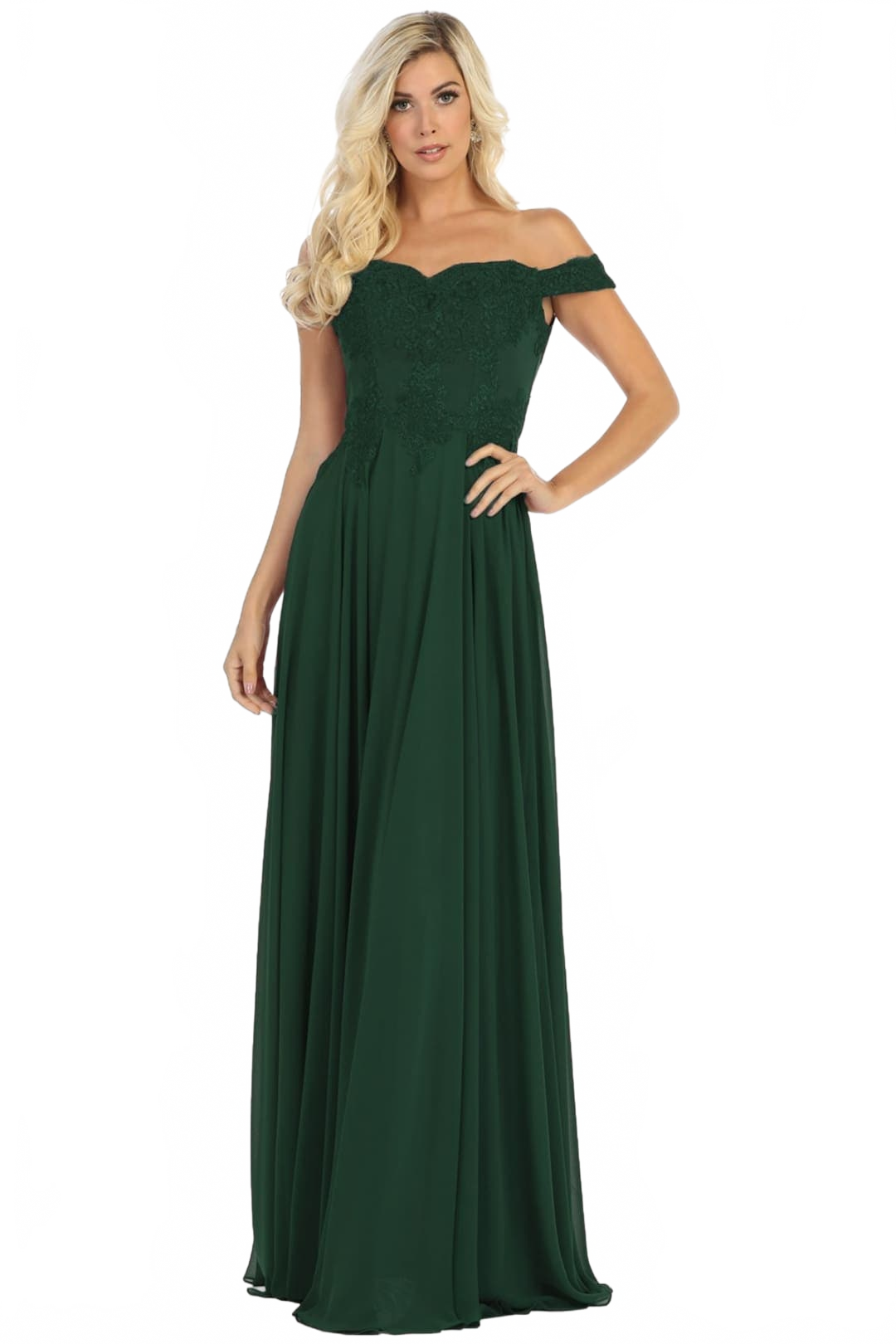 Long Evening Gown Embroidered Off Shoulder Gown & Plus Size MQ1644