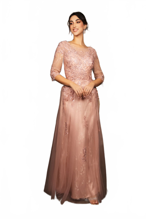 Mother Of The Bride Dress 3/4 Sleeves A-Line Gown By May Queen MQ2143-New Collection